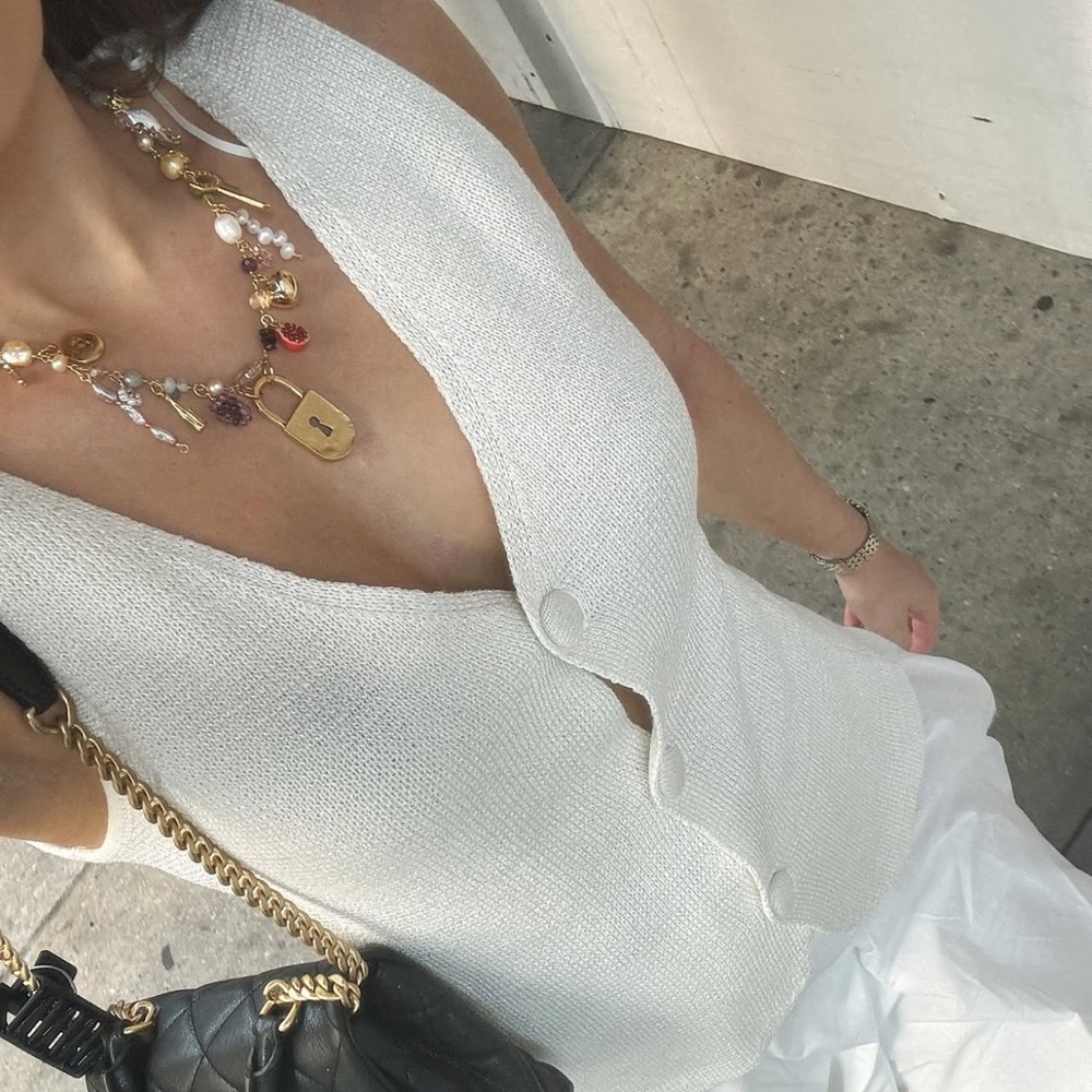 Zara Cream Sleeveless Knit Vest NWT